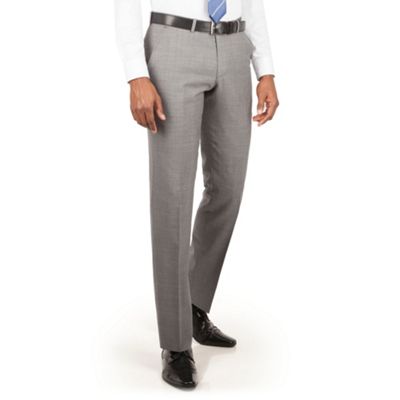 Ben Sherman Light grey textured plain front slim fit kings suit trouser